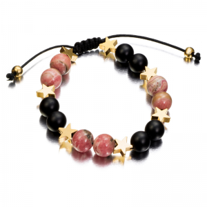 Pulsera de Rodocrosita, Ónix y Zamak